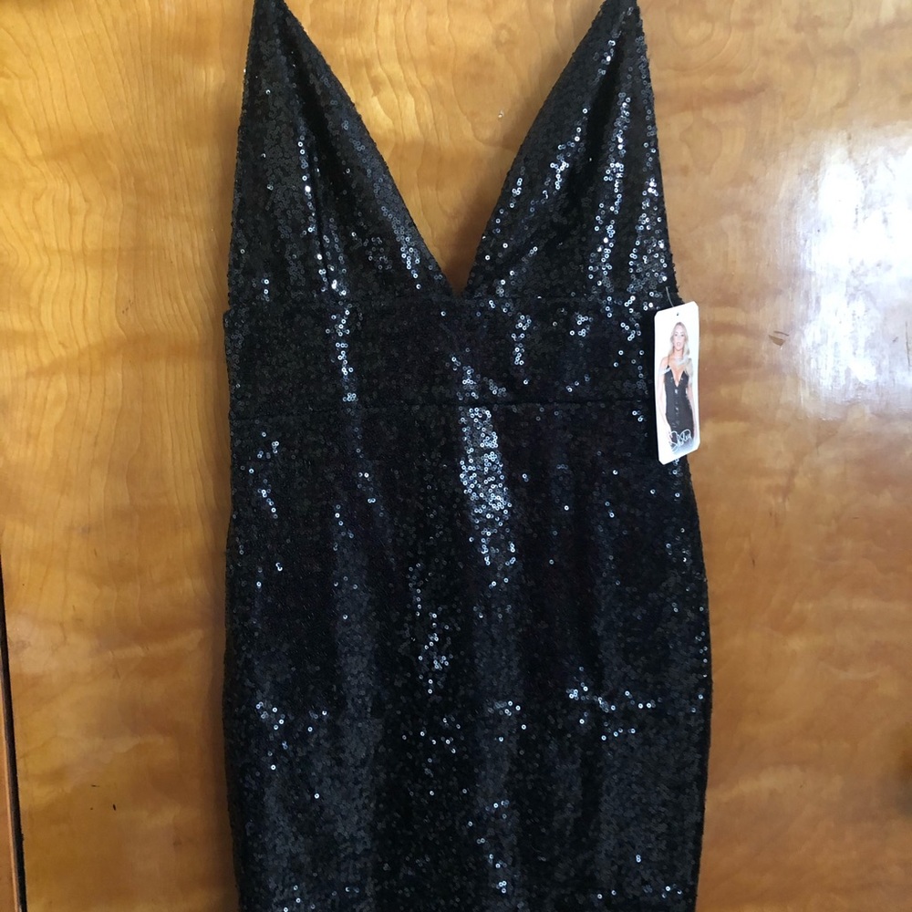 Black sequin mini dress